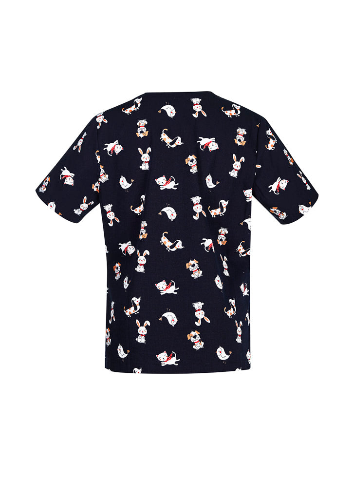 BIZ CARE Womens Printed Best Friends Scrub Top CST147LS Clearance