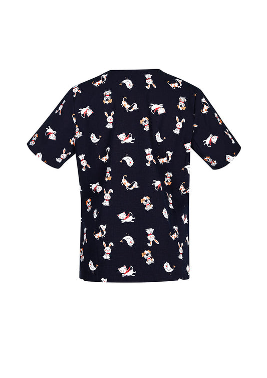 BIZ CARE Womens Printed Best Friends Scrub Top CST147LS Clearance