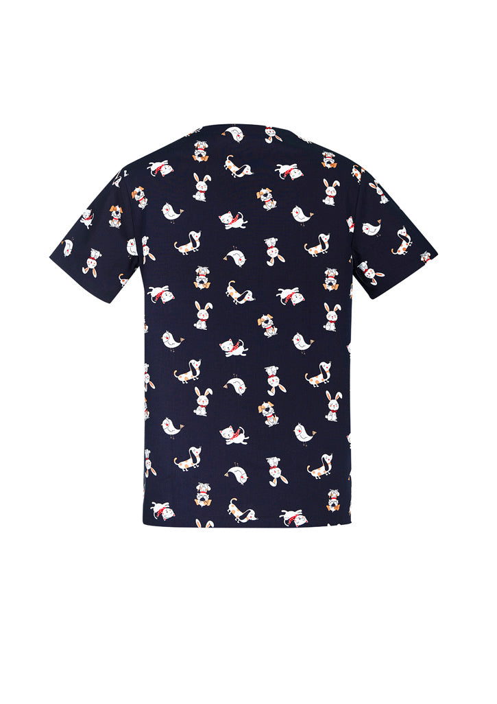 BIZ COLLECTION Printed Mens Best Friends Scrub Top CST147MS Clearance