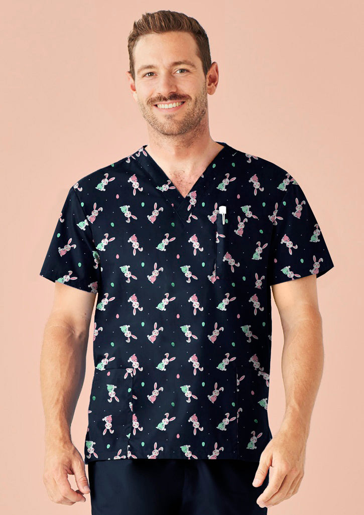 BIZ COLLECTION Easter Mens V-Neck Short Sleeve Scrub Top CST152MS