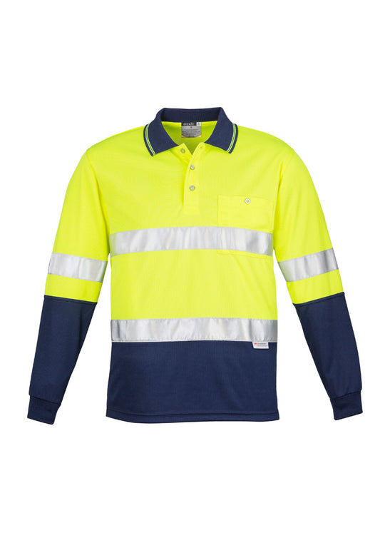 SYZMIK Mens Hi Vis Spliced Long Sleeve Polo - Hoop Taped ZH235