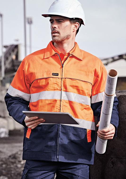 SYZMIK Mens Hi Vis Cotton Drill Jacket ZJ590