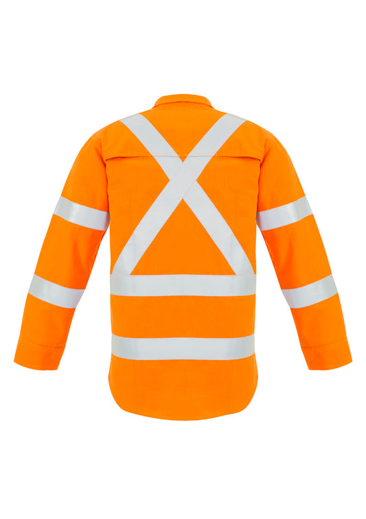 SYZMIK Mens Red Flame Hi Vis X Back Shirt ZW137