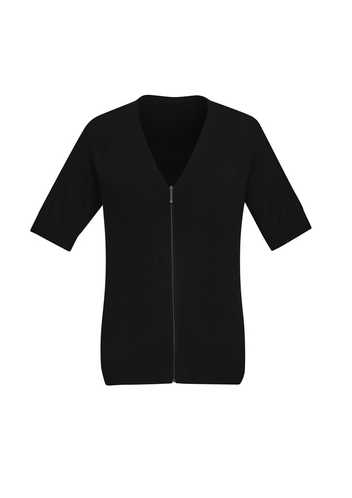 BIZ CARE Womens Zip Front Short Sleeve Knit Cardigan CK962LC