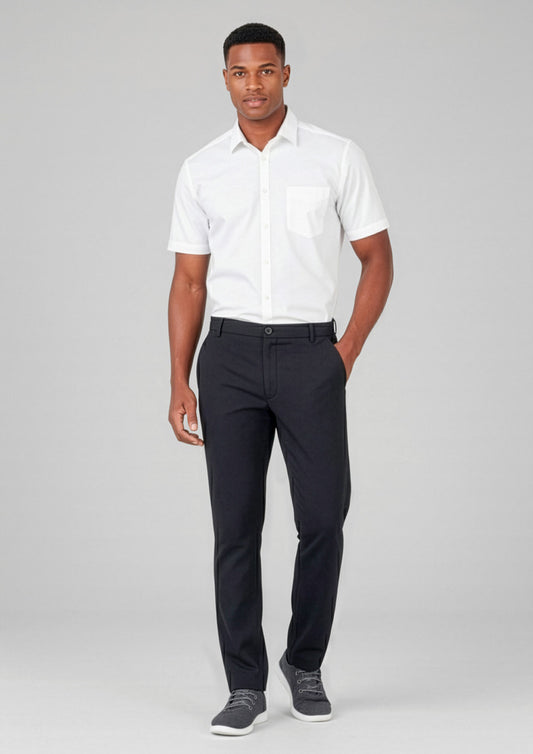 BIZ CARE Mens Comfort Waist Flat Front Pant CL958ML
