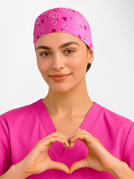 INAURA Pink Unisex Printed Scrub Cap CSC246U