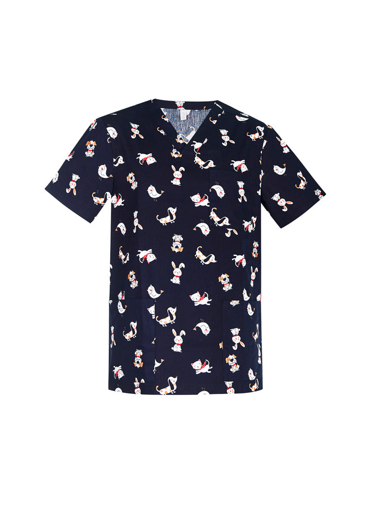 BIZ CARE Mens Printed Best Friends Scrub Top CST147MS Clearance