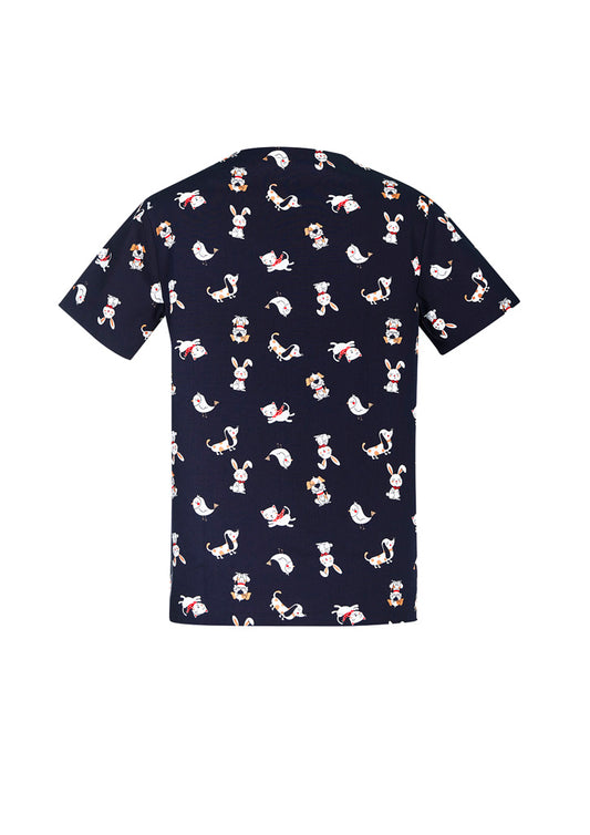 BIZ CARE Mens Printed Best Friends Scrub Top CST147MS Clearance