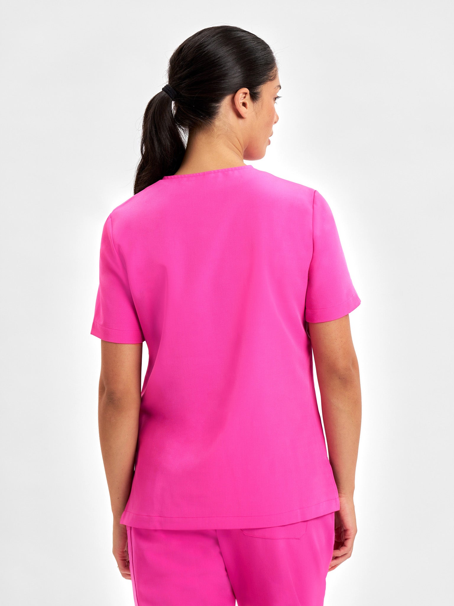 INAURA Womens Pink V-Neck Scrub Top CST245LS