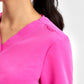 INAURA Womens Pink V-Neck Scrub Top CST245LS