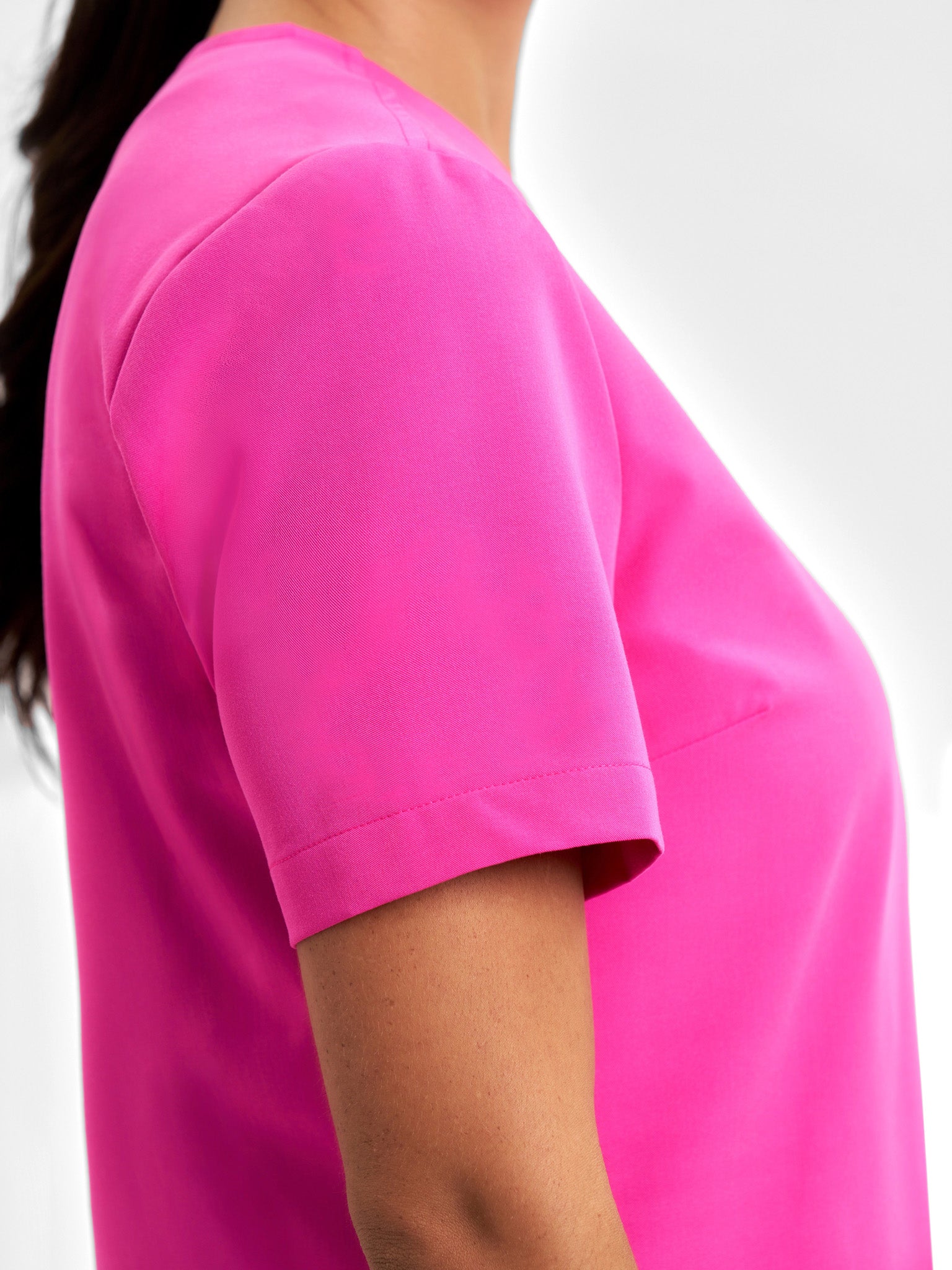 INAURA Womens Pink V-Neck Scrub Top CST245LS