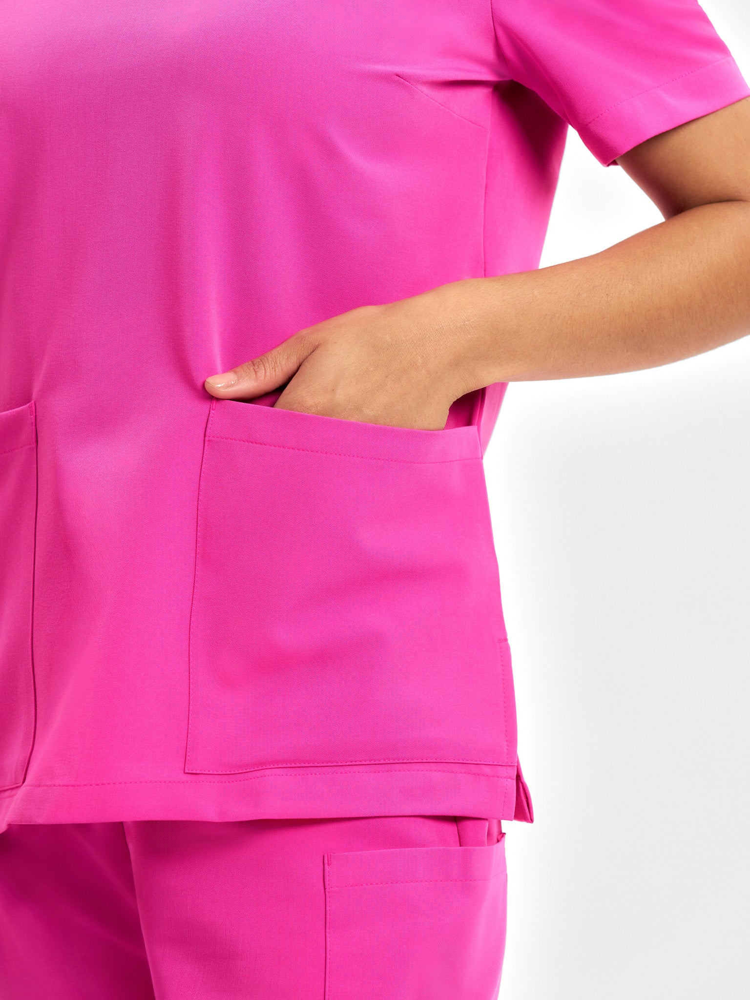 INAURA Womens Pink V-Neck Scrub Top CST245LS