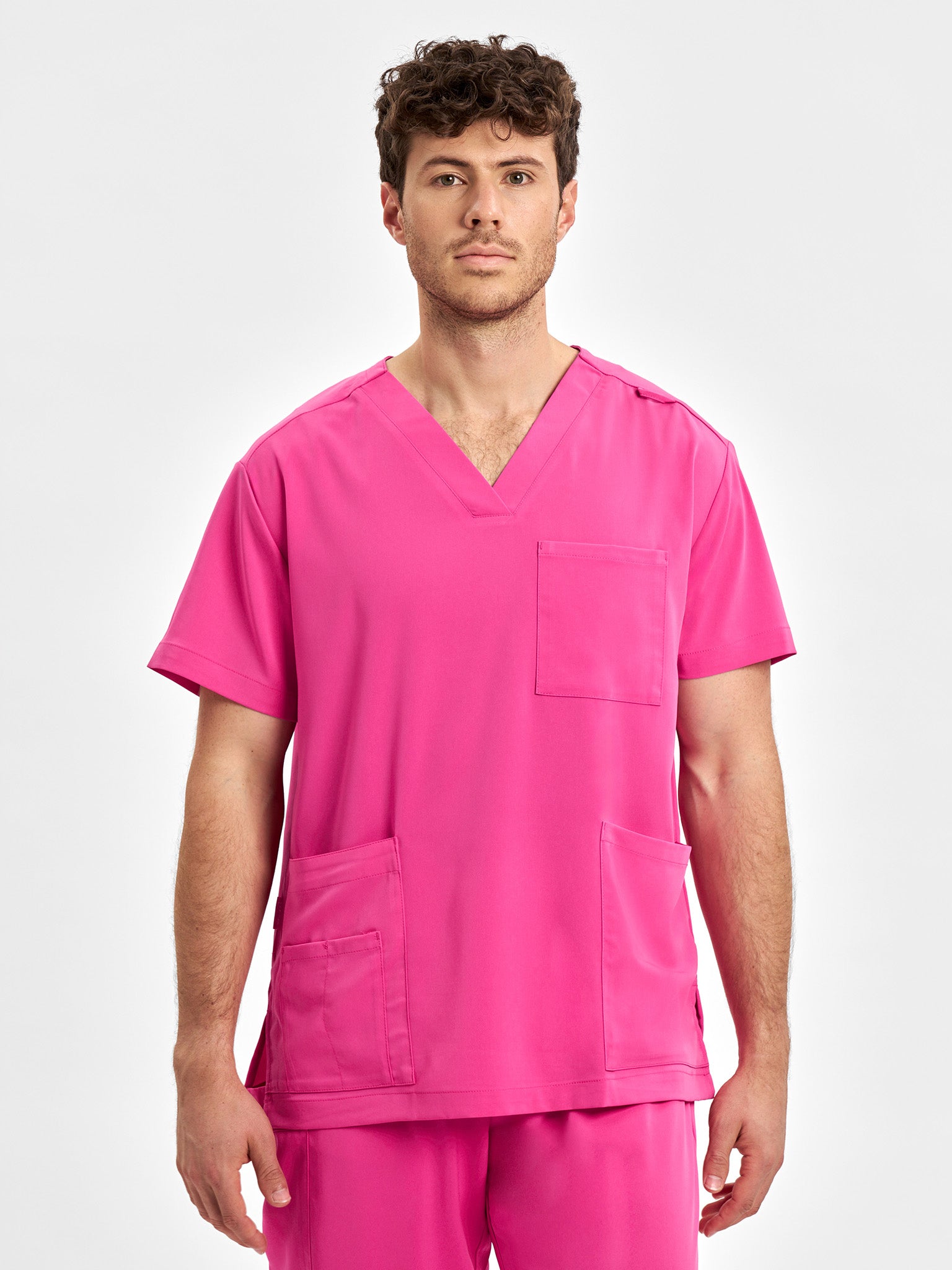INAURA Pink Unisex V-Neck Scrub Top CST250US