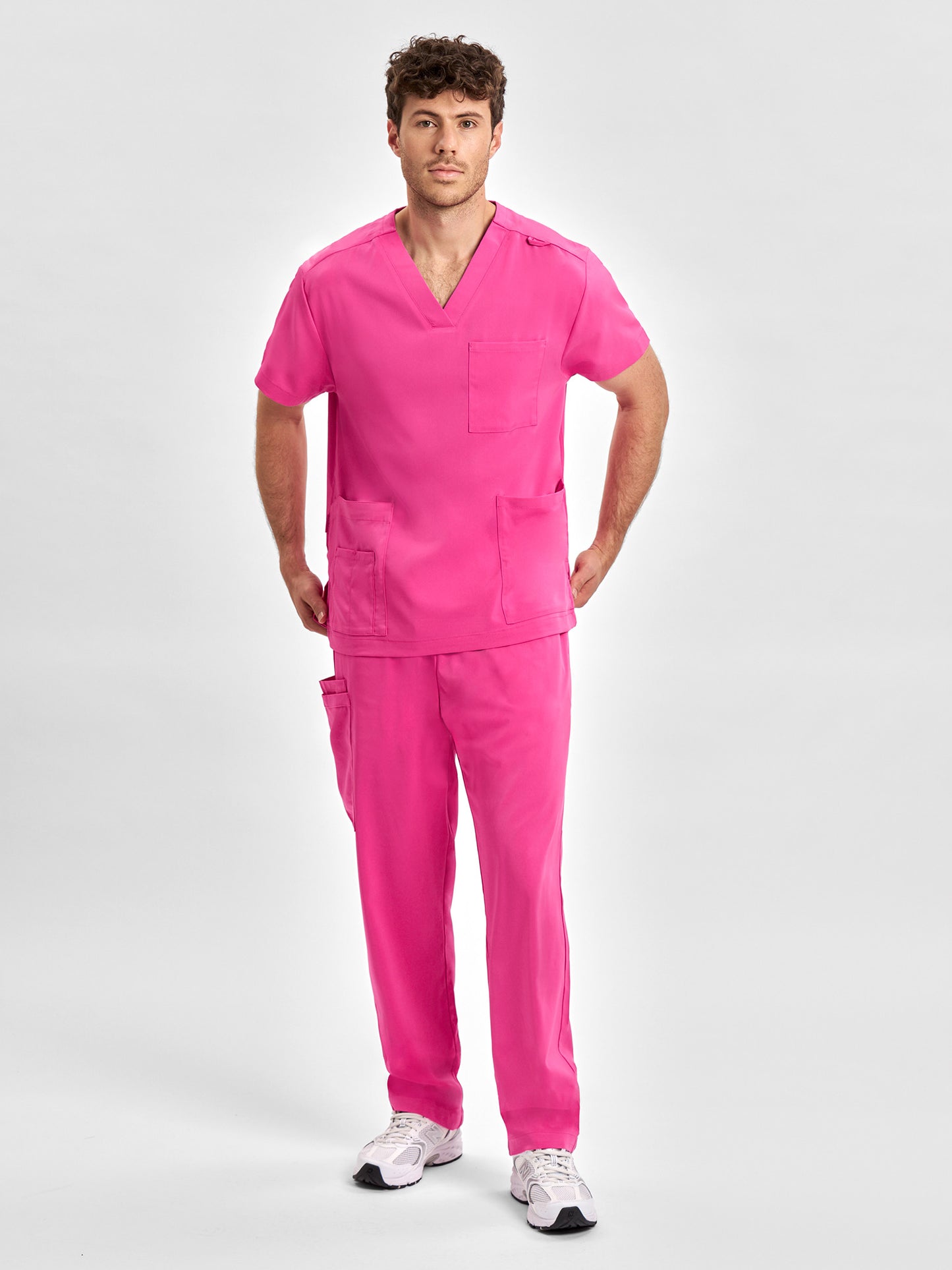 INAURA Pink Unisex V-Neck Scrub Top CST250US
