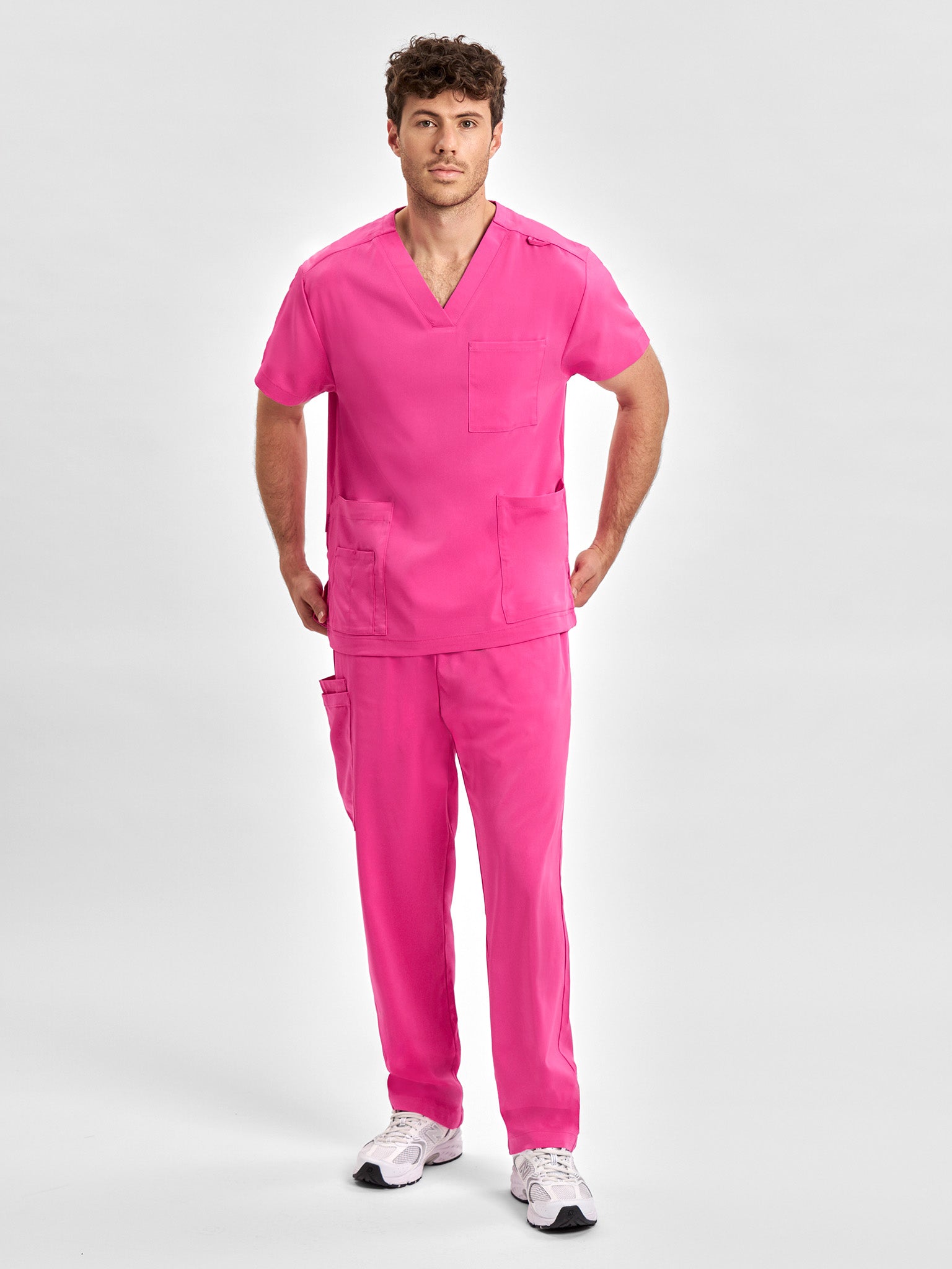 INAURA Pink Unisex V-Neck Scrub Top CST250US