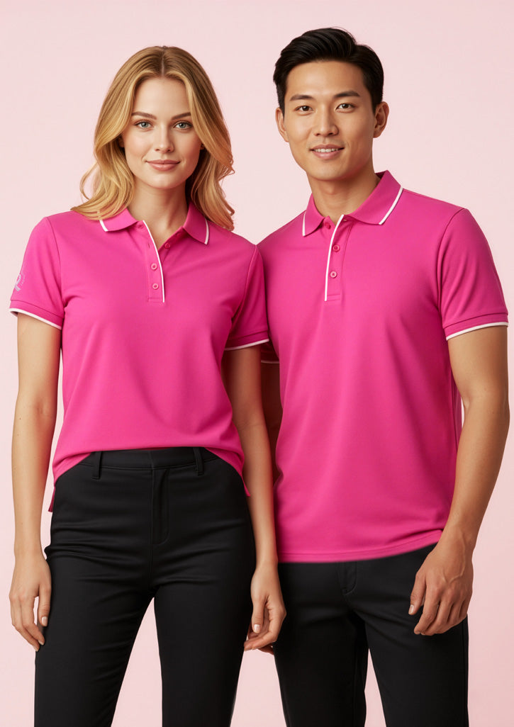 BIZ CARE Womens Pink Short Sleeve Polo CST313LS