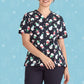 BIZ CARE Womens Christmas V-Neck Short Sleeve Scrub Top CST346LS