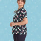BIZ CARE Womens Christmas V-Neck Short Sleeve Scrub Top CST346LS