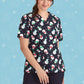 BIZ CARE Womens Christmas V-Neck Short Sleeve Scrub Top CST346LS