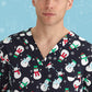 BIZ CARE Mens Christmas V-Neck Short Sleeve Scrub Top CST346MS