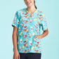 BIZ CARE Womens Christmas Short Sleeve V-neck Scrub (Cotton) CST446LS