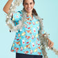 BIZ CARE Womens Christmas Short Sleeve V-neck Scrub (Cotton) CST446LS