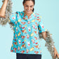 BIZ CARE Womens Christmas Short Sleeve V-neck Scrub (Cotton) CST446LS
