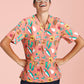 BIZ CARE Womens Christmas Short Sleeve V-neck Scrub (Cotton) CST446LS