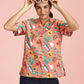 BIZ CARE Womens Christmas Short Sleeve V-neck Scrub (Cotton) CST446LS