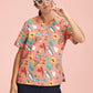 BIZ CARE Womens Christmas Short Sleeve V-neck Scrub (Cotton) CST446LS
