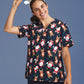BIZ CARE Womens Christmas Short Sleeve V-neck Scrub (Cotton) CST446LS