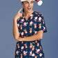 BIZ CARE Womens Christmas Short Sleeve V-neck Scrub (Poly Stretch) CST447LS