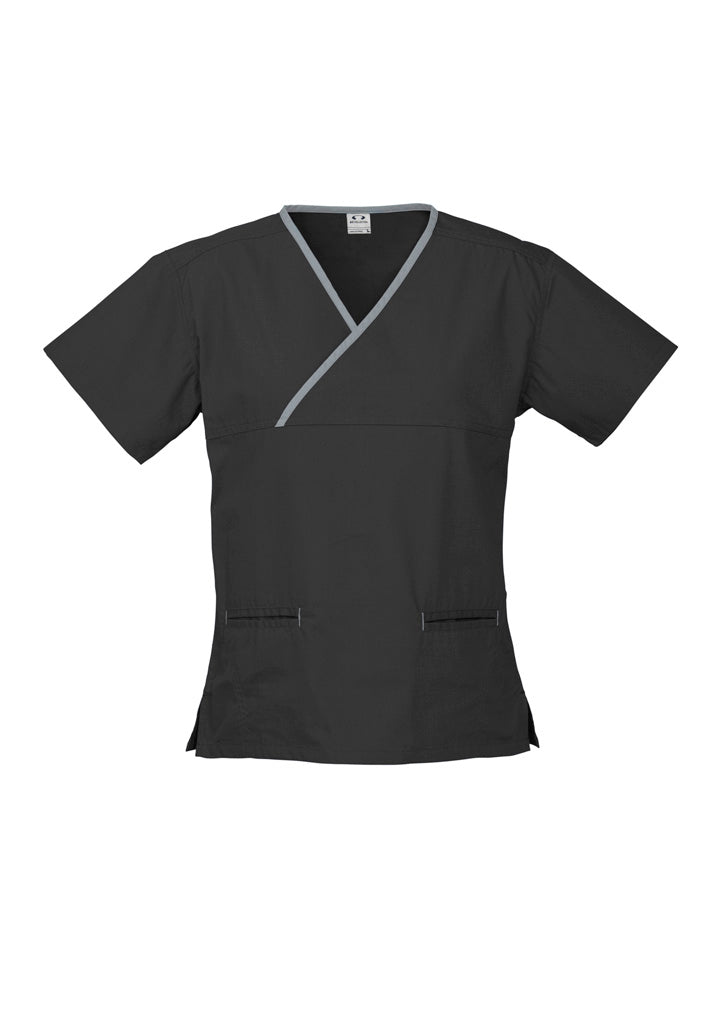 BIZ COLLECTION Womens Contrast Scrub Top H10722