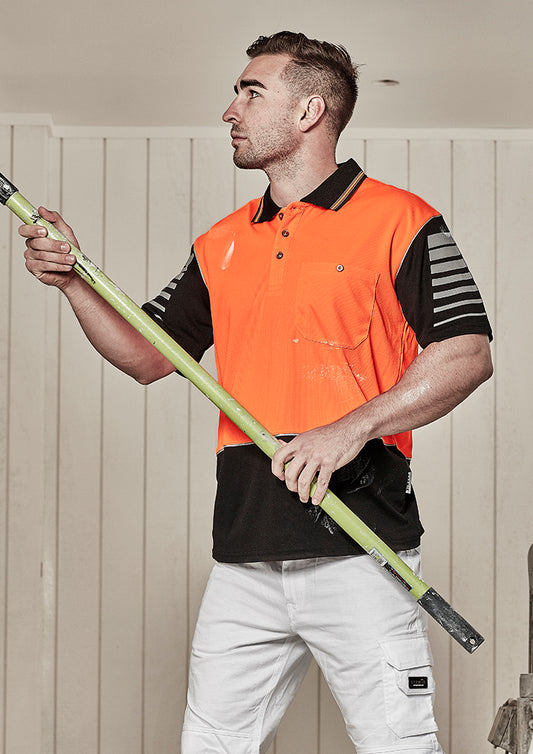SYZMIK Mens Hi Vis Zone Short Sleeve Polo ZH236