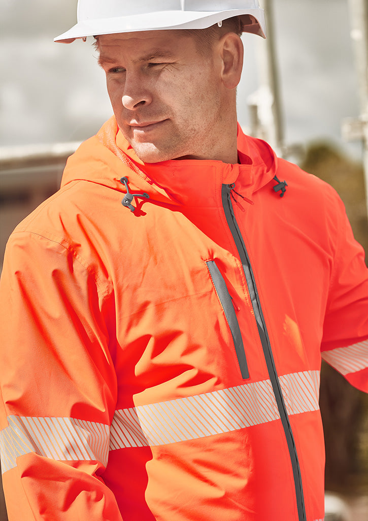 SYZMIK Unisex Super Light Segmented Tape Packable Rain Jacket ZJ560