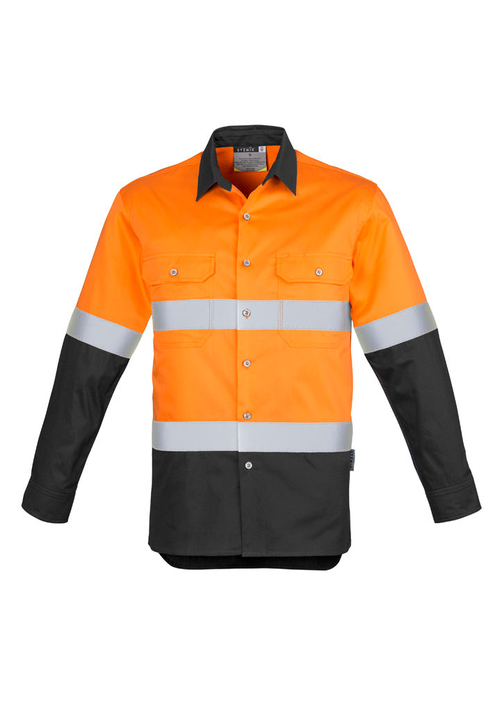 SYZMIK Mens Industrial Long Sleeve Shirt - Hoop Taped ZW123