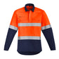 SYZMIK Mens Orange Flame Hi Vis Closed Front Shirt - Hoop Taped ZW143