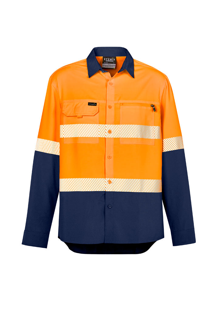 SYZMIK Mens Hi Vis Outdoor Segmented Tape Long Sleeve Shirt ZW470